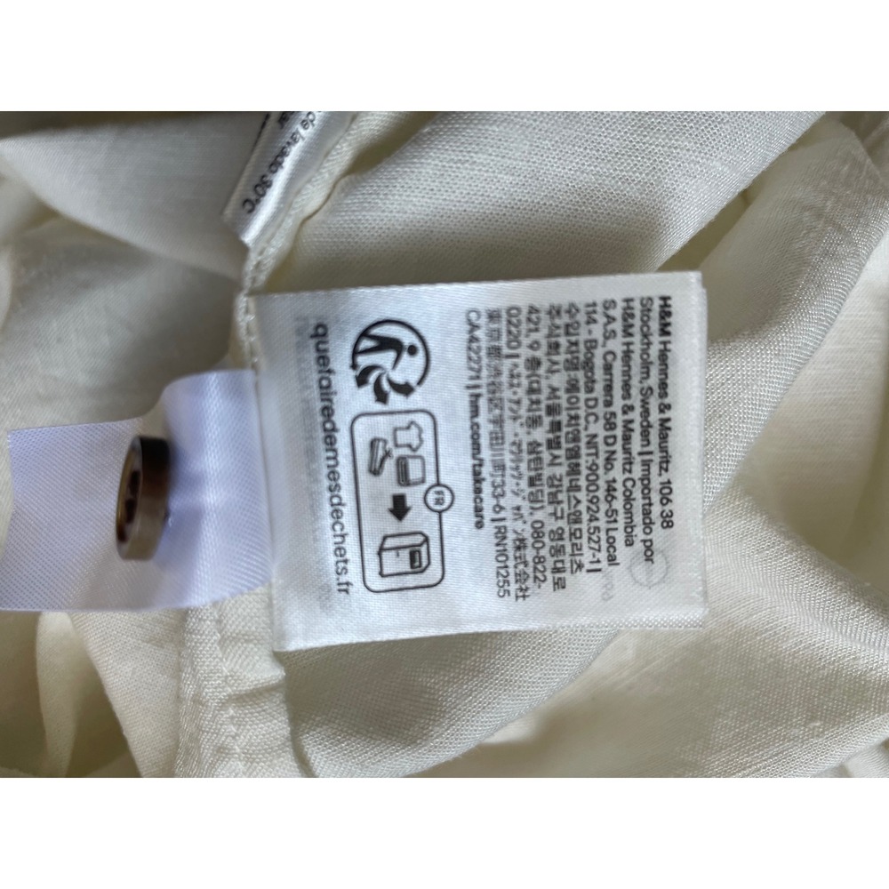 H&M Shirt Dress Womens Medium M Off White Linen Blend Sleeveless Midi Button Up - Picture 9 of 10